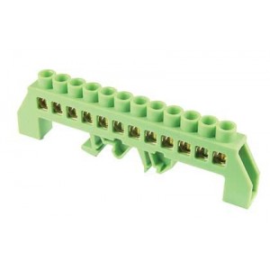 12 Way Green Din Mount Terminal Bar Insulated 8X12 25MM Sq