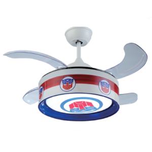 230VAC 60W Ceiling Fan Retractable Blades Gold 48W LED
