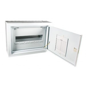 WHITE STEEL DB 23-WAY SURFACE C/W DOOR FOR 13mm MCBs
