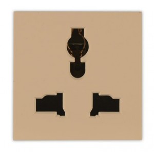 CHAMPAGNE MULTI STANDARD 3 PIN SOCKET 2M (45x45mm)