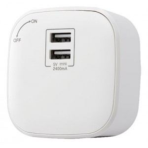 Power Track - White Dual USB Outlet 2.4A/5V