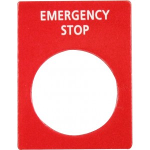 Emergency Stop Red Aluminium Legend Plate