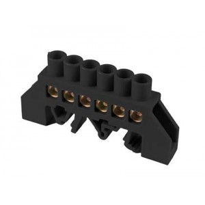 6 Way Black Din Mount Terminal Bar Insulated 8X12 25MM Sq