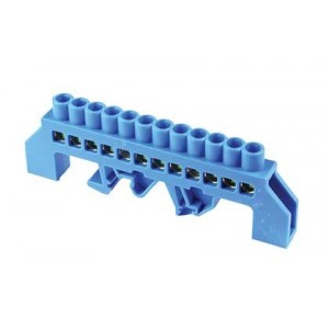 12 Way Blue Din Mount Terminal Bar Insulated 6X9 16MM Sq