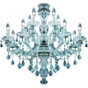 12 X 40W Black Chandelier (IRON/CRYSTAL/GLASS/CHROME)-E14