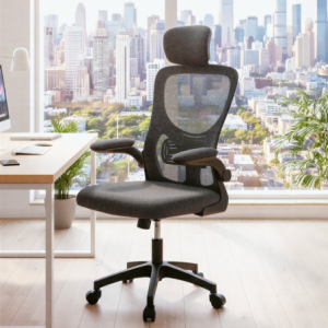 Everfurn Kira High Back Office Chair with Headrest - Grey with