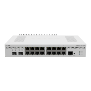 MikroTik CCR2004-16G-2S+PC- 16 x 1GB Ethernet ports- 2 x 10G SFP+- 1 x RJ45 Serial console port