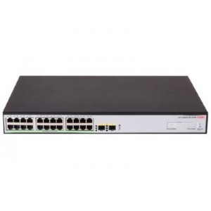 H3C S1600V2-26P-HPWR L2 Ethernet Switch with 24x 10/100/1000 BASE-T PoE+ Ports and 2x 1G SFP Ports- 370W PoE+ Capacity- AC PSU
